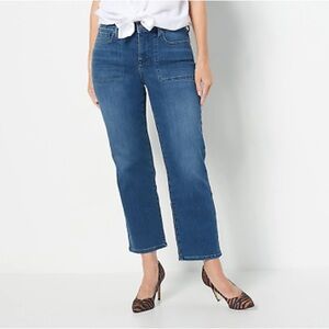 NYDJ Womens Blue Dark Denim Straight Leg Ankle Piper Lift Tuck Saybrook Jeans 10